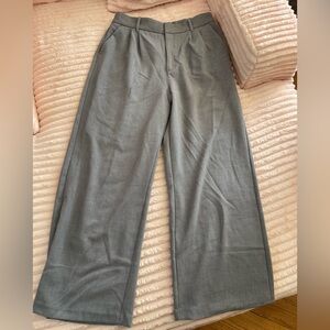 Women’s large grey high-waisted wide-leg work trousers